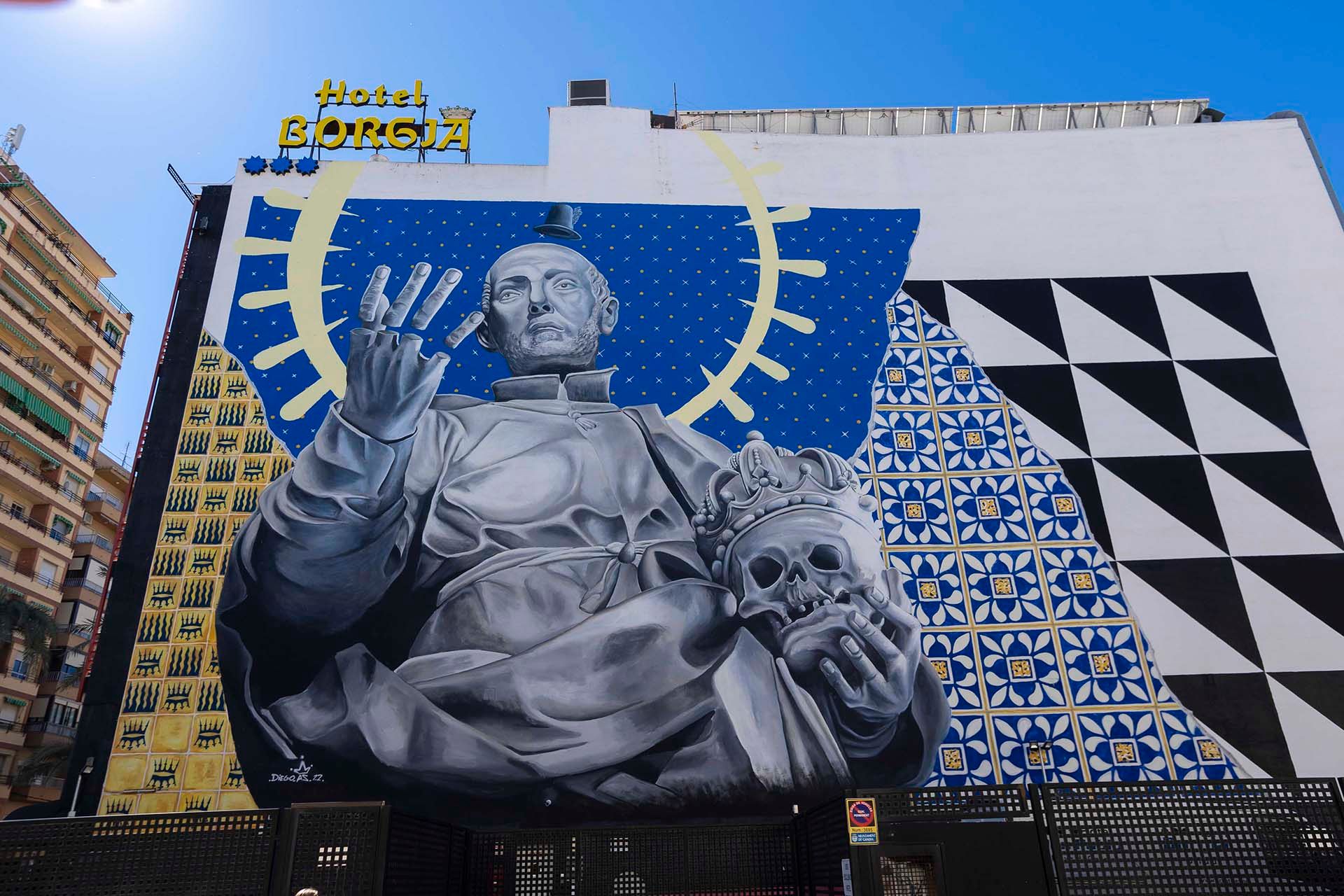 Fresque dédiée à San Francisco de Borja dans le centre historique de Gandia